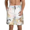 Adobk Cute Animals Print Men's Swim Trunks Hawaiian Bathing Suit