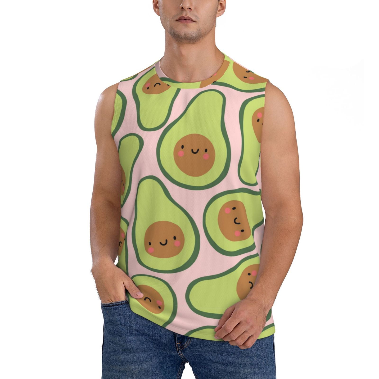 Adobk Cute Avocado Men'S Tank Top Muscle Workout Gym Shirts Casual ...