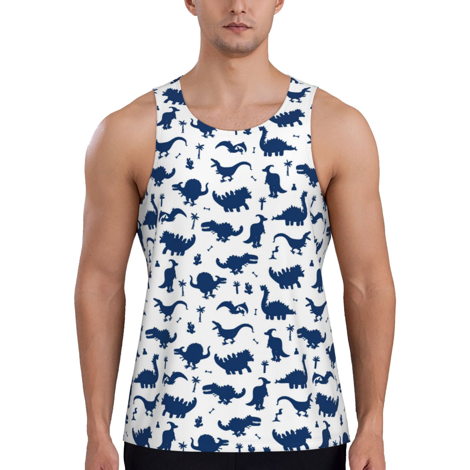 JooMeryer Women's Plus Size Dinosaur Print Blouse - 3D Cartoon Sleeveless Button-Down Henley Tunic Top