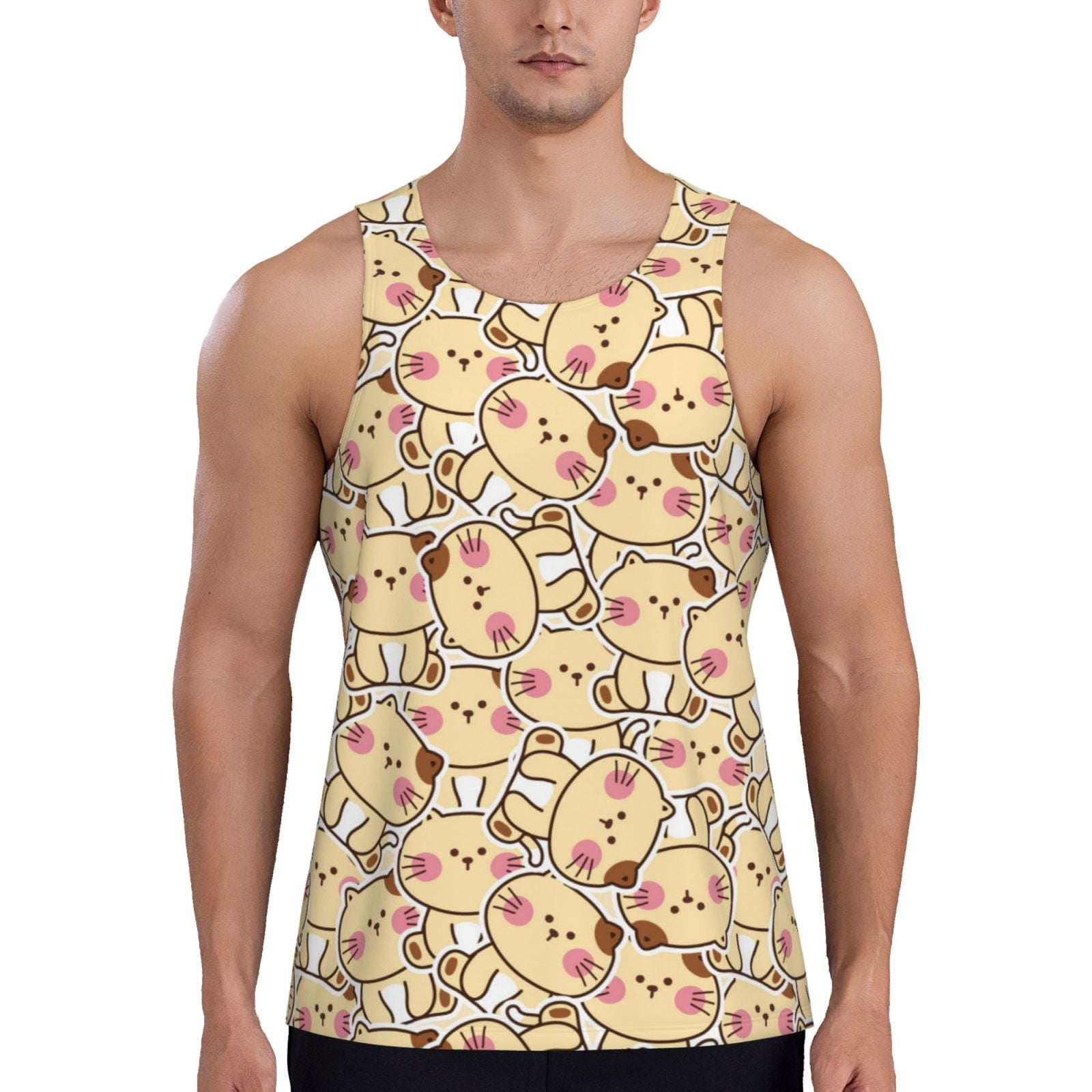 Adobk Cute Cats 4 Print Men's Workout Tank Tops Sleeveless Mesh Muscle