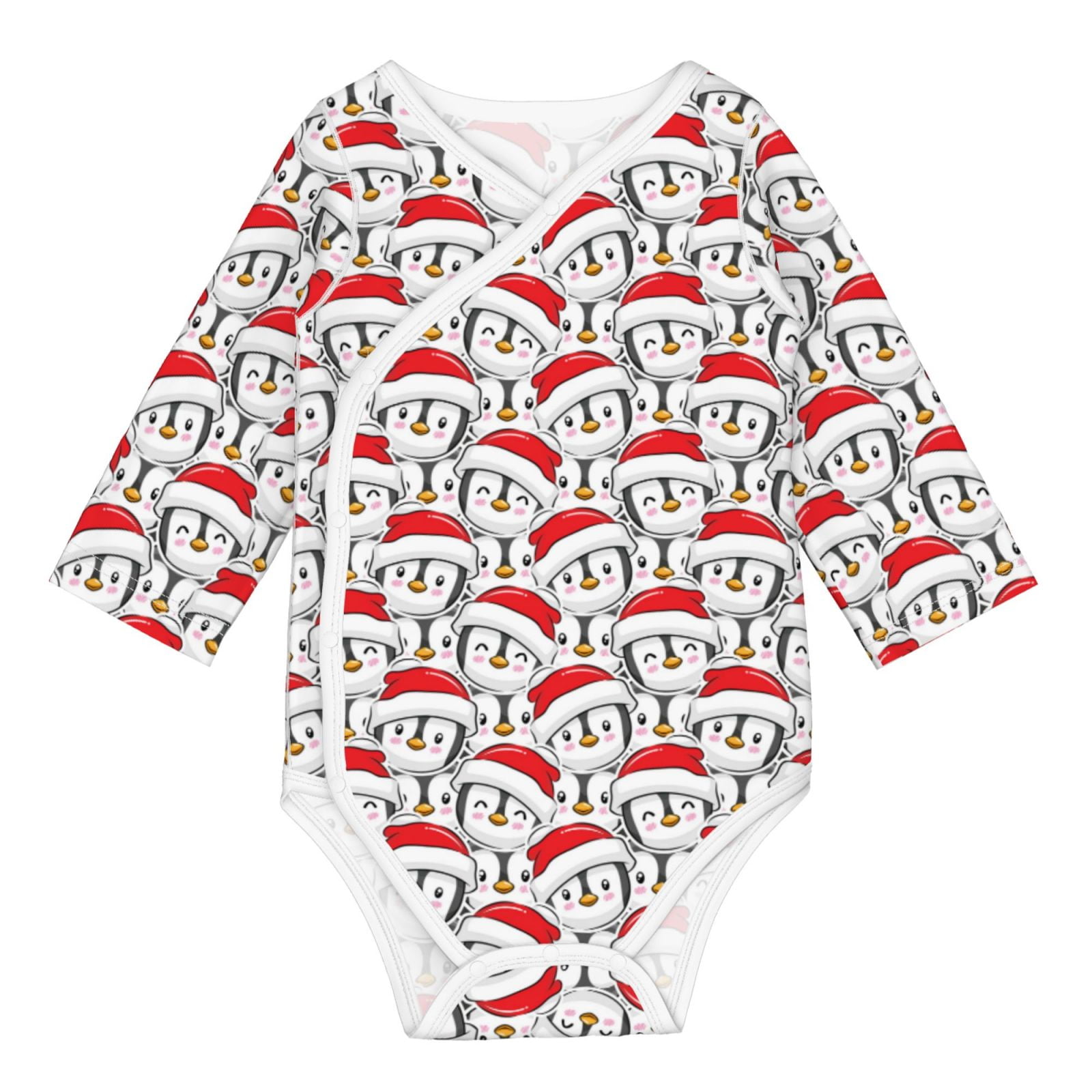 Adobk Cute Christmas Hat Penguin Print Baby Long-Sleeve Bodysuit Baby ...