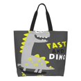 Adobk Cute Dinosaur Print Stylish Canvas Tote Bag with an External
