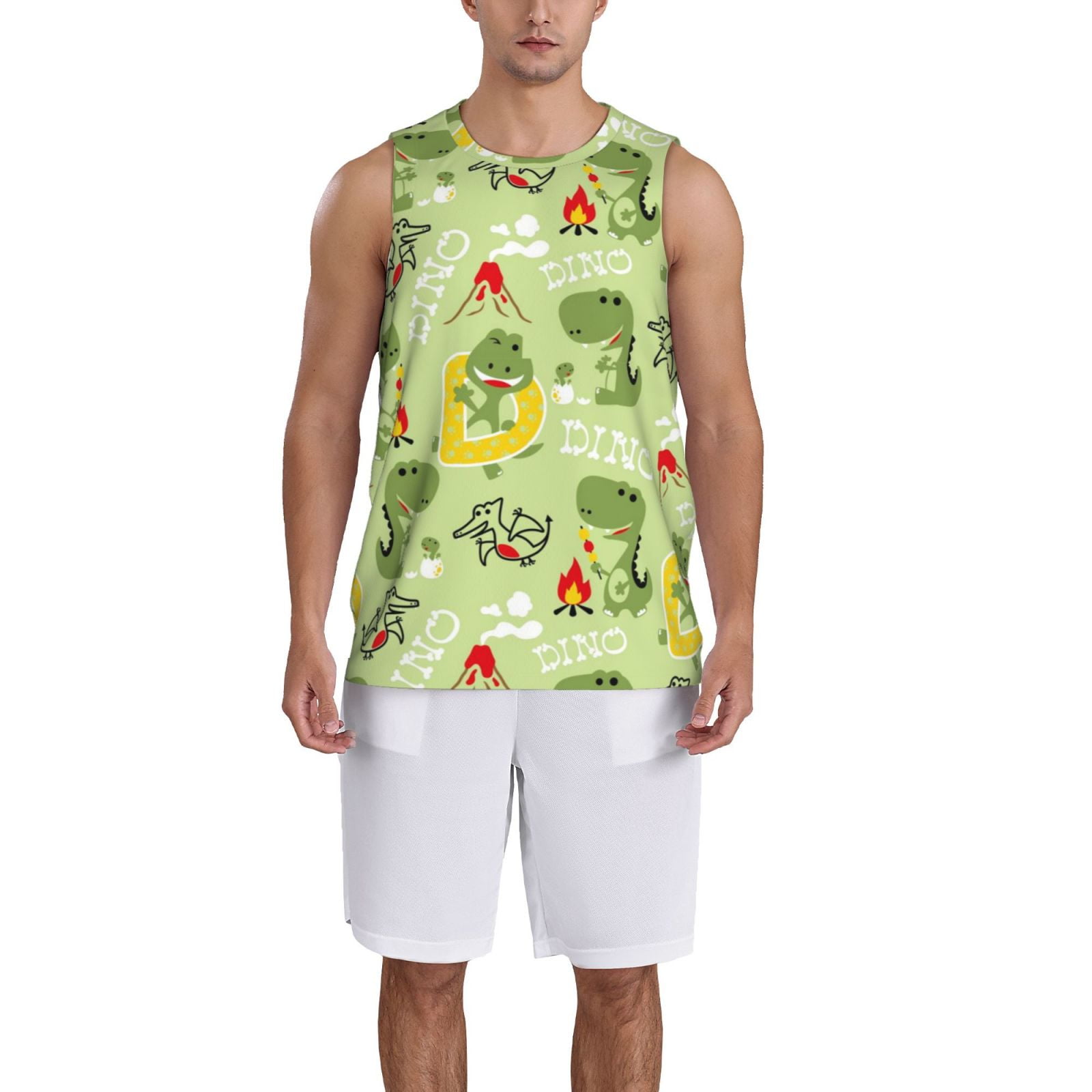 Adobk Cute Dinosaurs Cartoon Print Basketball Jerseys Sports Fans