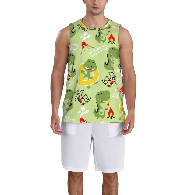 Adobk Cute Dinosaurs Cartoon Print Basketball Jerseys Sports Fans