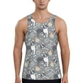 Adobk Cute Dog And Flowers Print Men's Workout Tank Tops Sleeveless