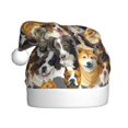 Adobk Cute Dog Print Christmas Hat, Santa Hat, Xmas Holiday Hat for
