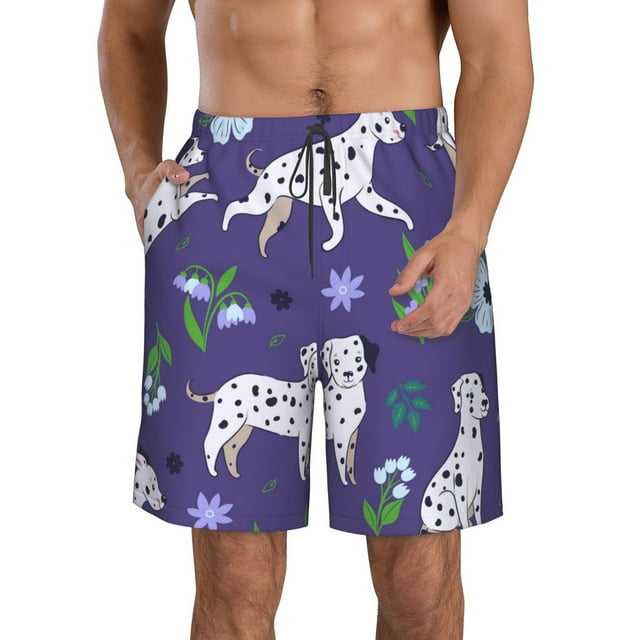 Adobk Cute Dog Print Men's Swim Trunks Hawaiian Bathing Suit Swimsuits Beach Shorts with Pockets-XX-Large