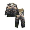 Adobk Cute Fat Ball Branch Print Mens Pajamas Set Long Sleeve Soft