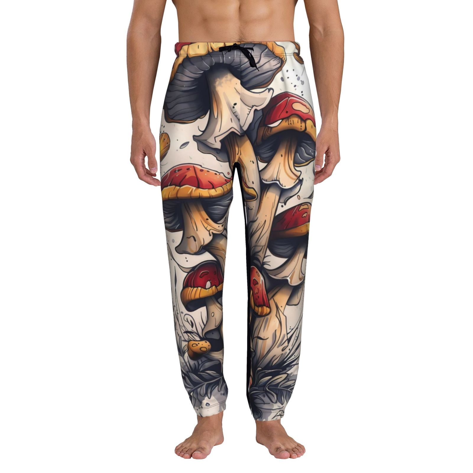 Adobk Cute Forest Mushrooms Print Men's Sweatpants Tapered Joggers for ...