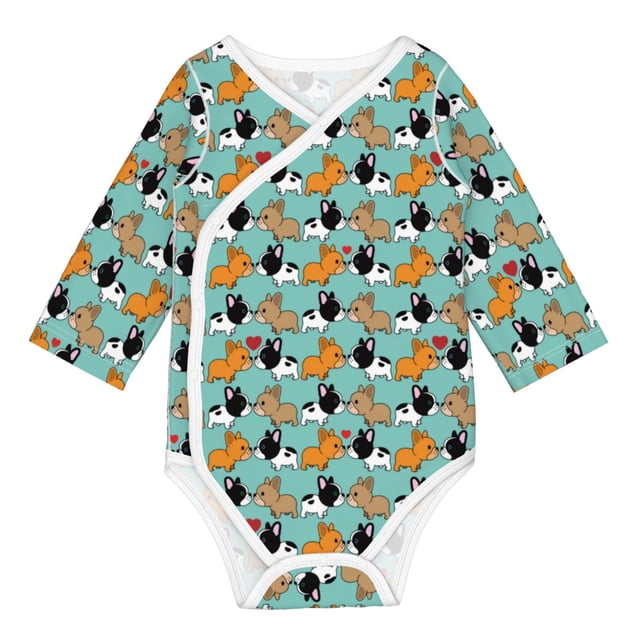 Adobk Cute French Bulldog Print Baby LongSleeve Bodysuit Baby Clothes