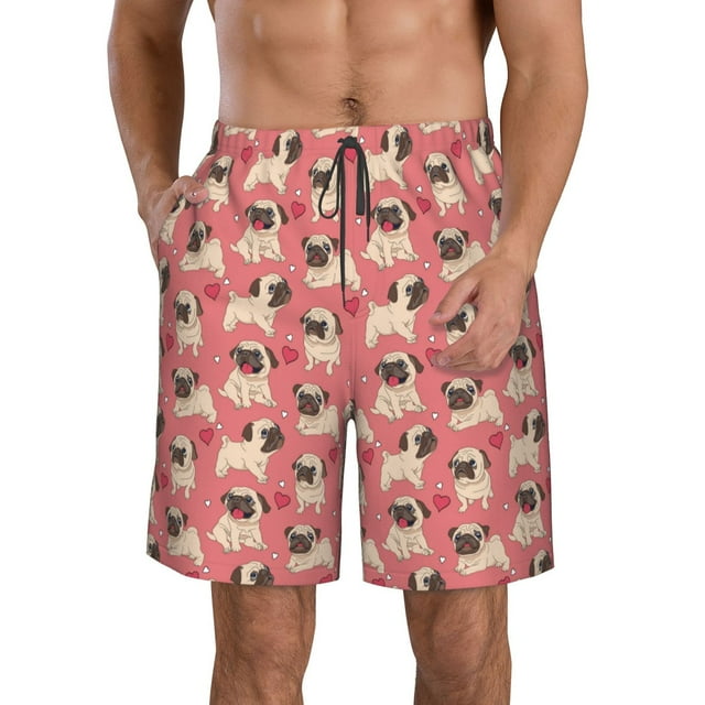 Adobk Cute French Bulldog Print Men's Swim Trunks Hawaiian Bathing Suit Swimsuits Beach Shorts with Pockets-