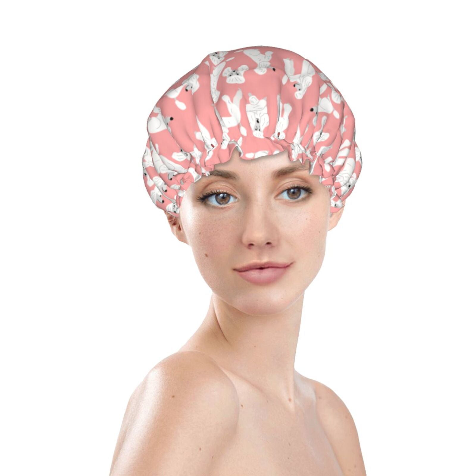 Adobk Cute Poodle Dog Print Shower Cap Large Shower Cap for Women