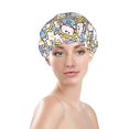 Adobk Cute Rabbit Print Shower Cap Large Shower Cap for Women Reusable
