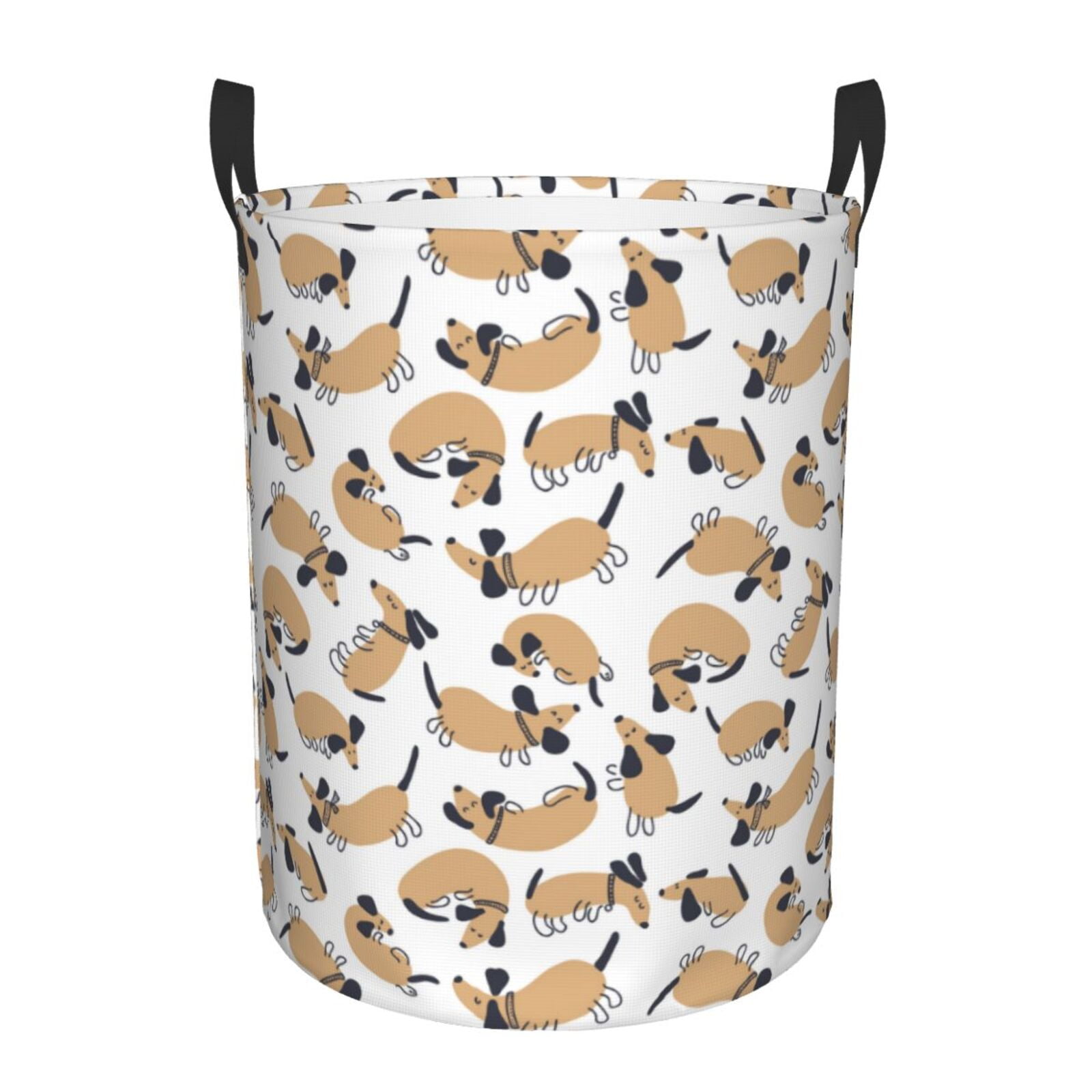Adobk Dachshund Dog Puppy Print Laundry Basket,irty Clothes Hamper with