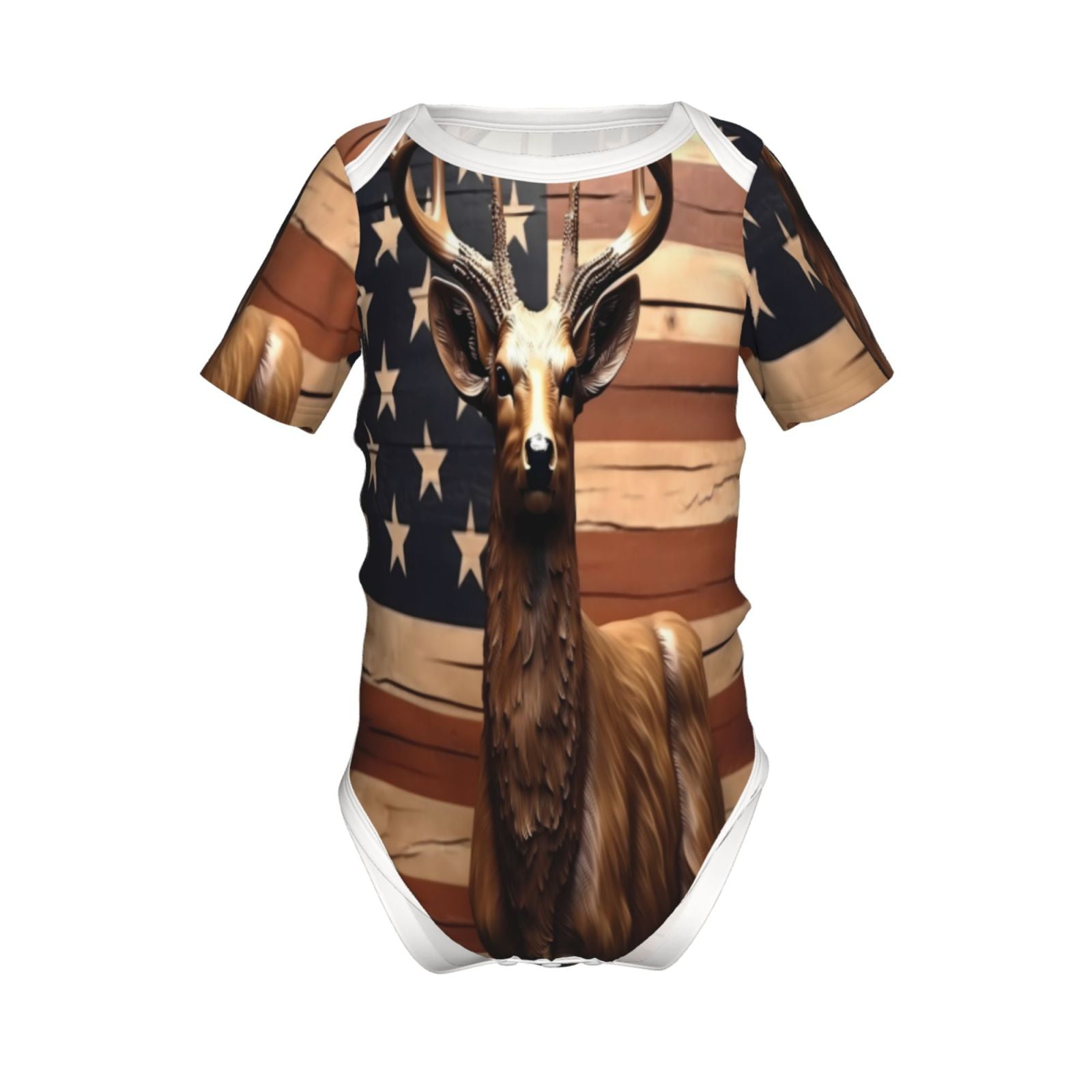 Adobk Deer American Flag Vintage Print Baby Climbing Clothes,Jumpsuit Rompers Classic Rompers ...