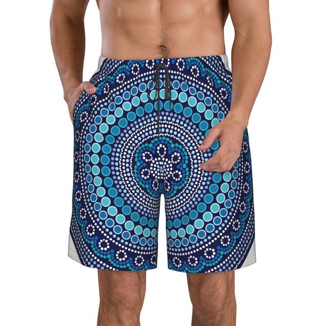Adobk Dot Painting Print Men's Swim Trunks Hawaiian Bathing Suit