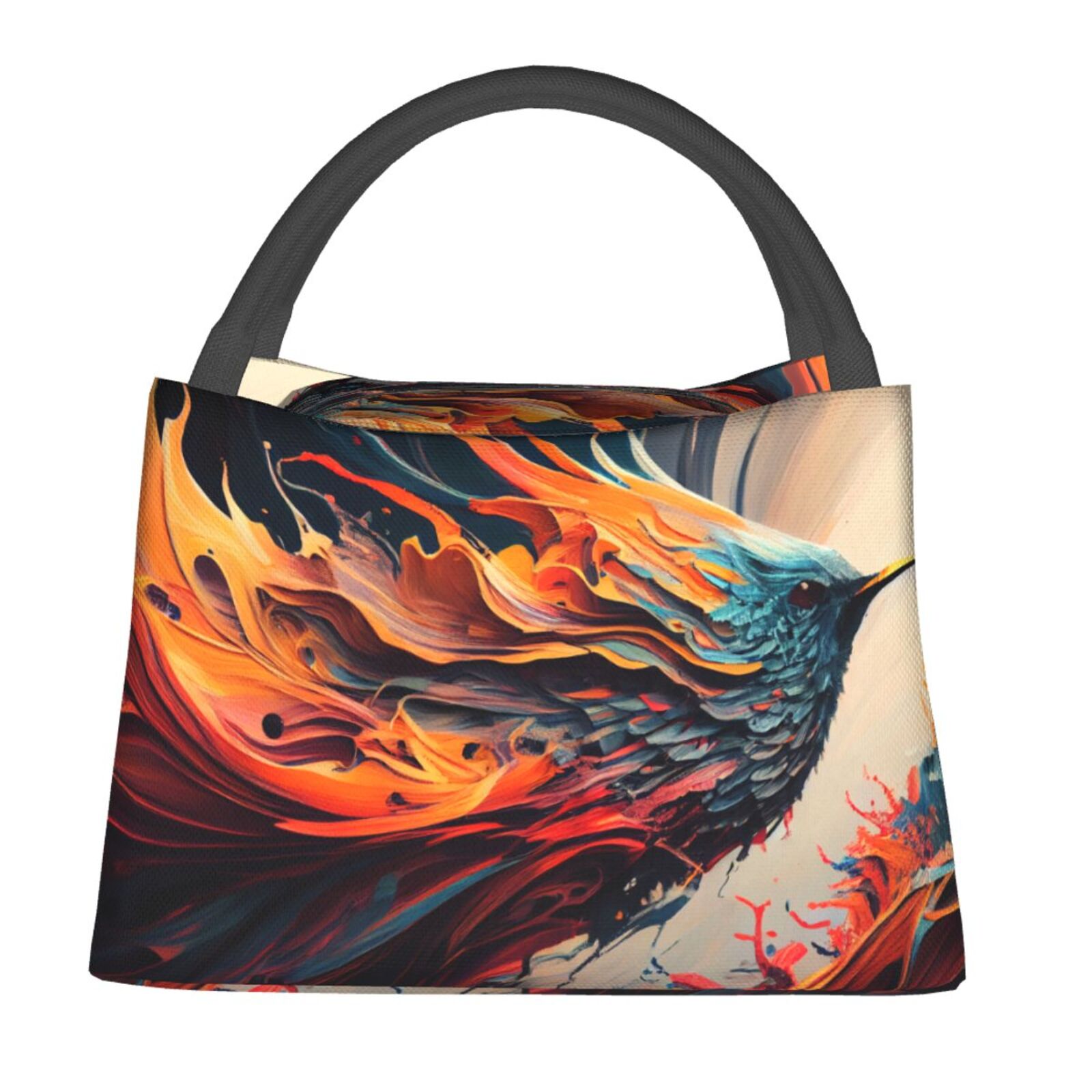Adobk Dynamic Fire Bird Art Print Portable Insulated Lunch Container