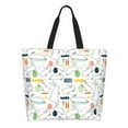Adobk Easter Rabbit Print Stylish Canvas Tote Bag with an External