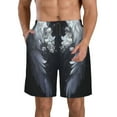 Adobk Elegant Feathered Floral Wings Print Men's Swim Trunks Hawaiian
