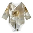 Adobk Elegant Ivory Flower Print Baby LongSleeve Bodysuit Baby Clothes