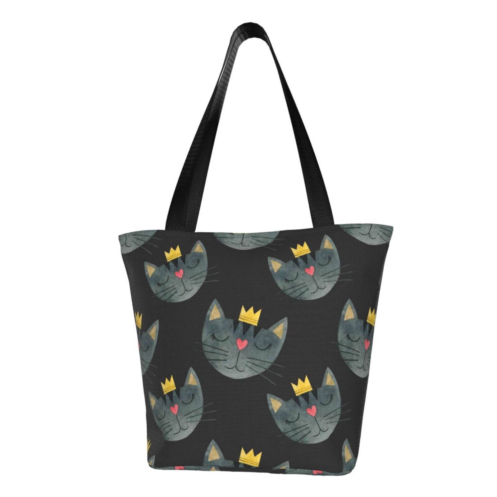 Cute Cat Canvas Tote Bag For Cat Lovers - Eco-Friendly Cotton Shopping Bag, Beach Grocery Tote With Cat Aesthetic Design