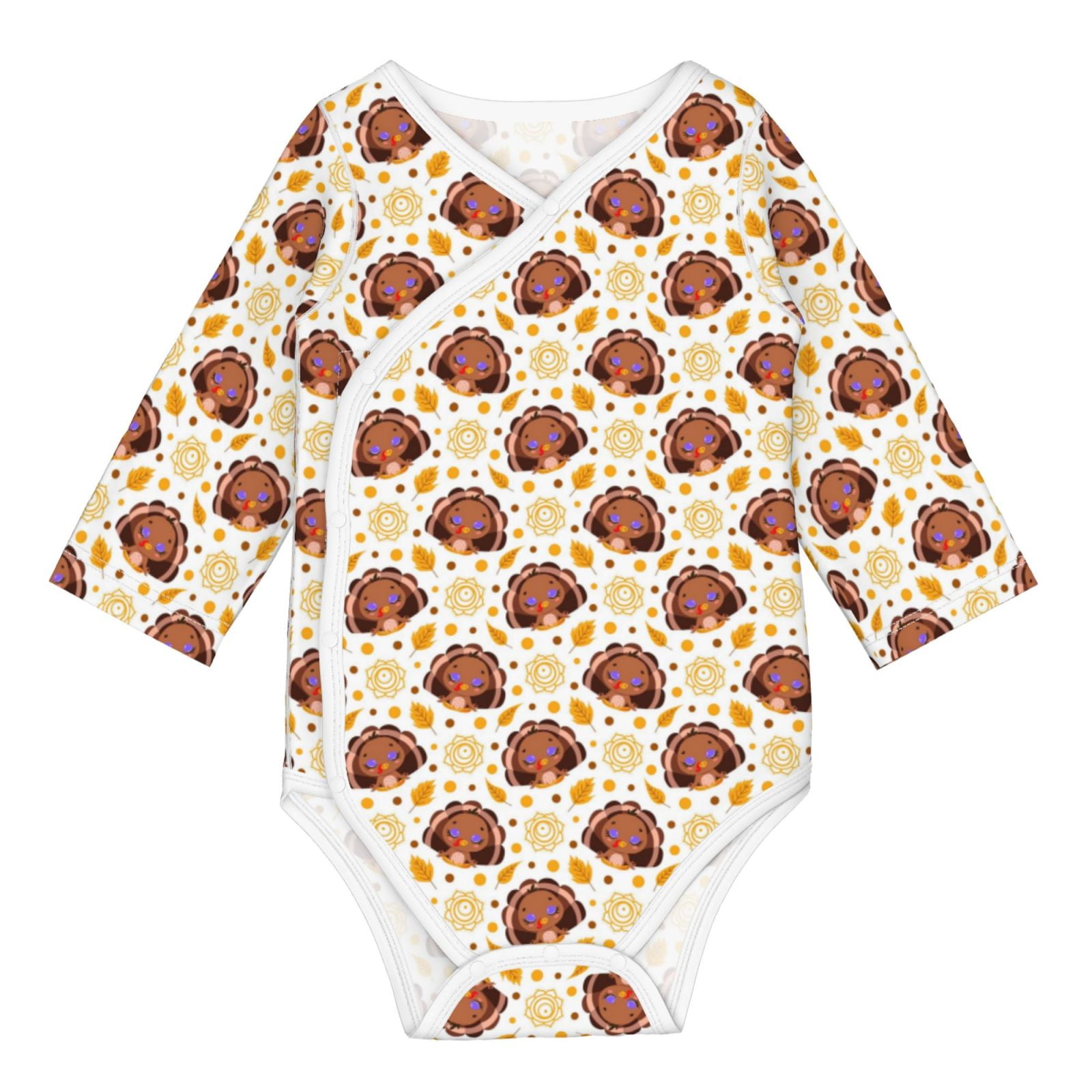 Adobk Fall Turkey Print Baby LongSleeve Bodysuit Baby Clothes Newborn