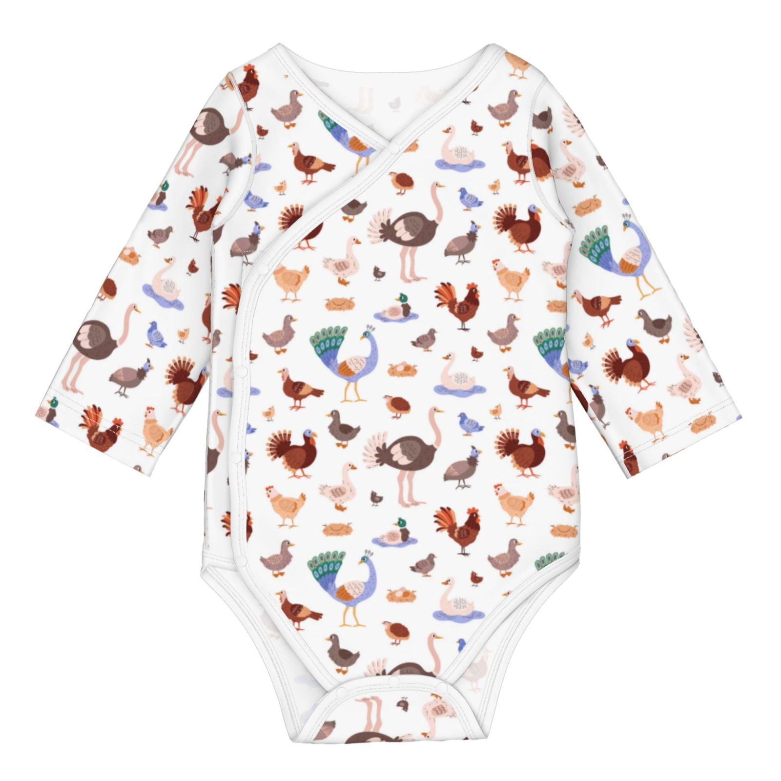 Adobk Farm Birds Goose Print Baby LongSleeve Bodysuit Baby Clothes