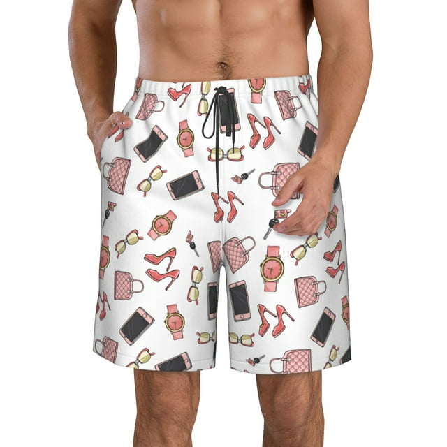 Adobk Fashion Print Men's Swim Trunks Hawaiian Bathing Suit Swimsuits Beach Shorts with Pockets-3X-Large