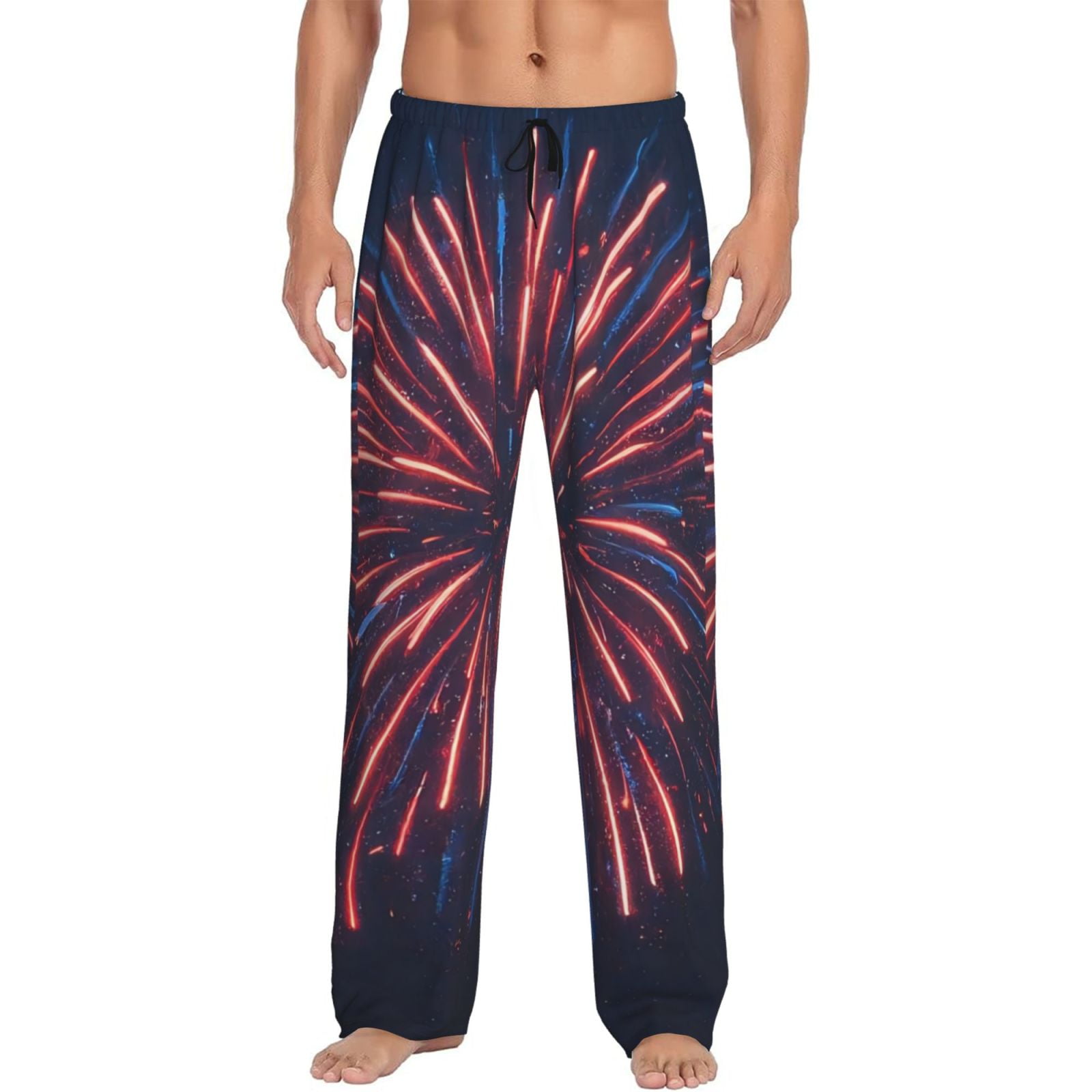 Adobk Fireworks3 Print Men's PolySpandex Jersey Knit Pajama Sleep