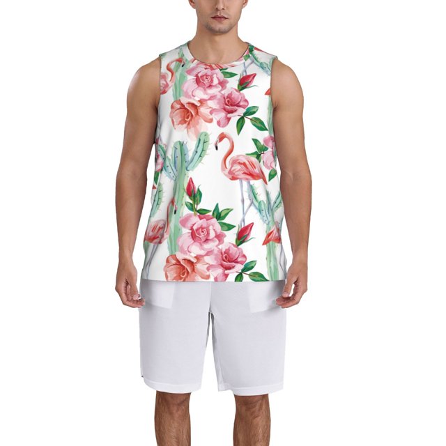 Adobk Flamingo Flower Print Basketball Jerseys Sports Fans Shirts