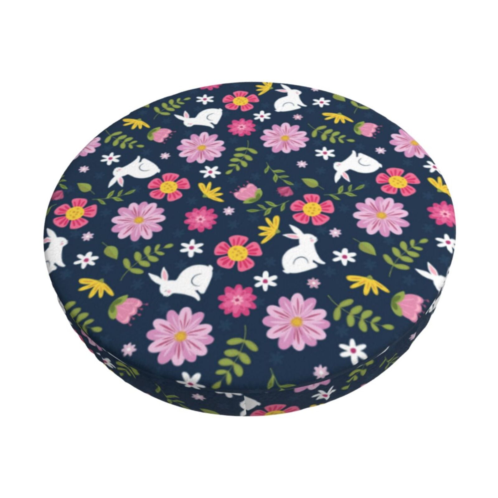 Adobk Floral Rabbit Round Bar Stool Covers Super Soft and Washable