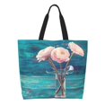 Adobk Flowers in Glass Vase Print Stylish Canvas Tote Bag with an