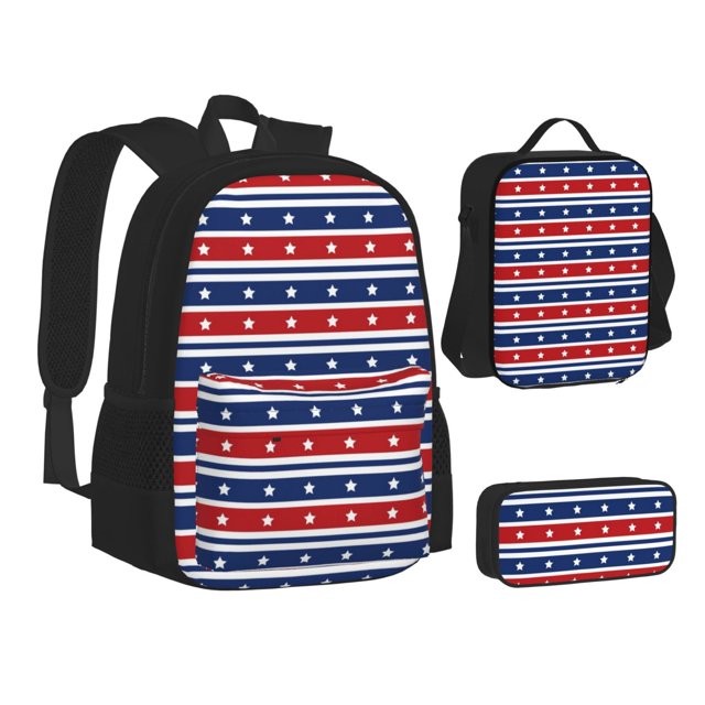 Adobk Fourth Of July Print Backpack Set ,School Bags with Lunch Box