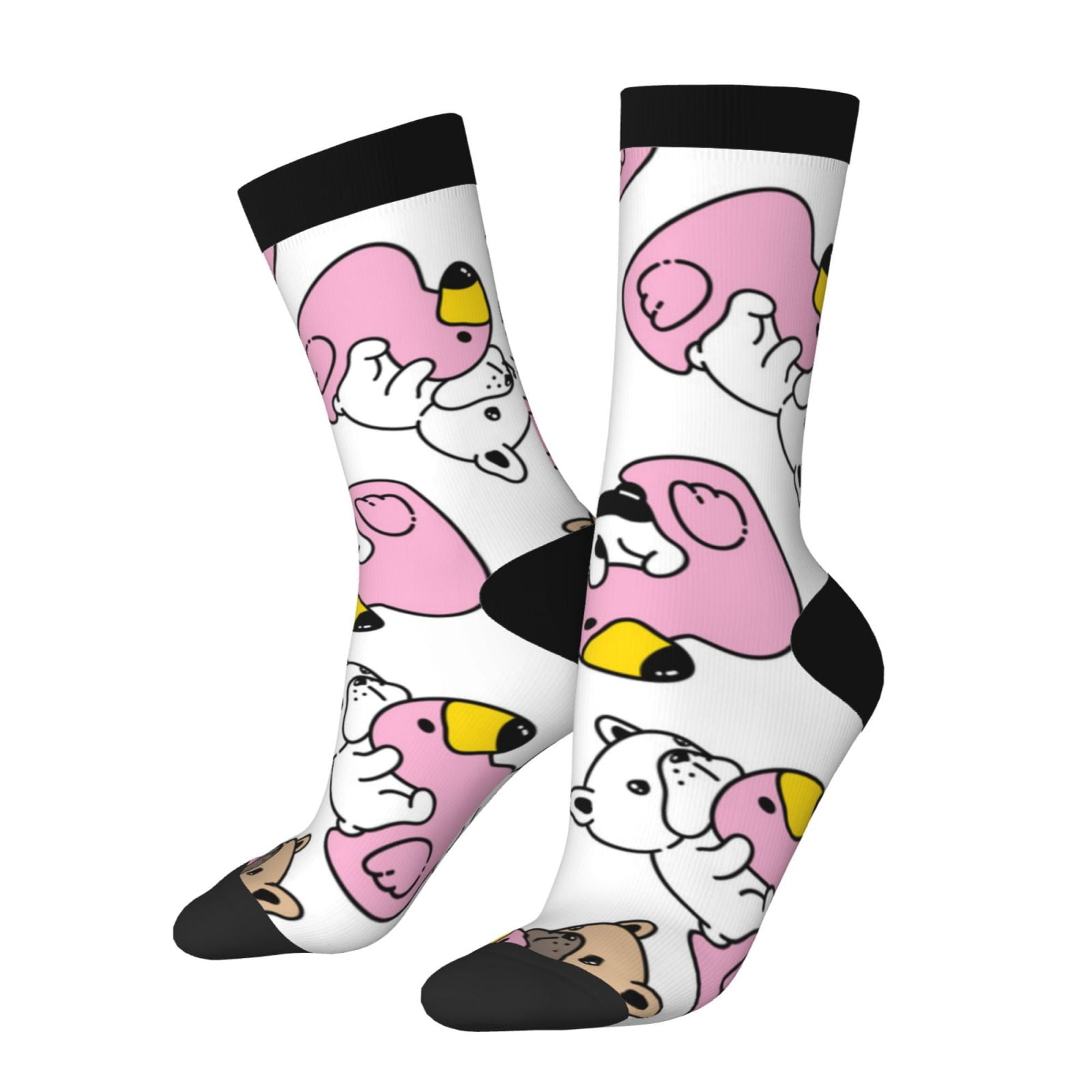 Adobk French Bulldog Duck Print Adult Socks Crew Socks Athletic Tube Socks Outdoor Sport Socks