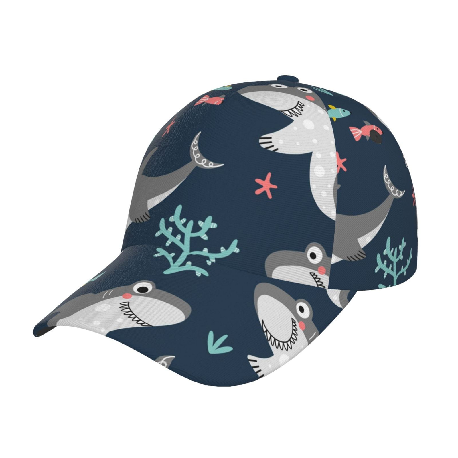 Men's Vintage Rock Shark Washed Baseball Cap – Beige, Embroidered Shark Design, Adjustable Snapback, Cotton Twill