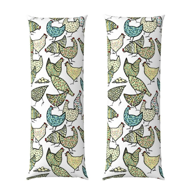 Adobk Funny Chicken Print Body Pillow Cover with Zipper,Soft Body