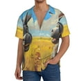Adobk Funny Countryside Donkey Print Men's Casual Button Down Shirt
