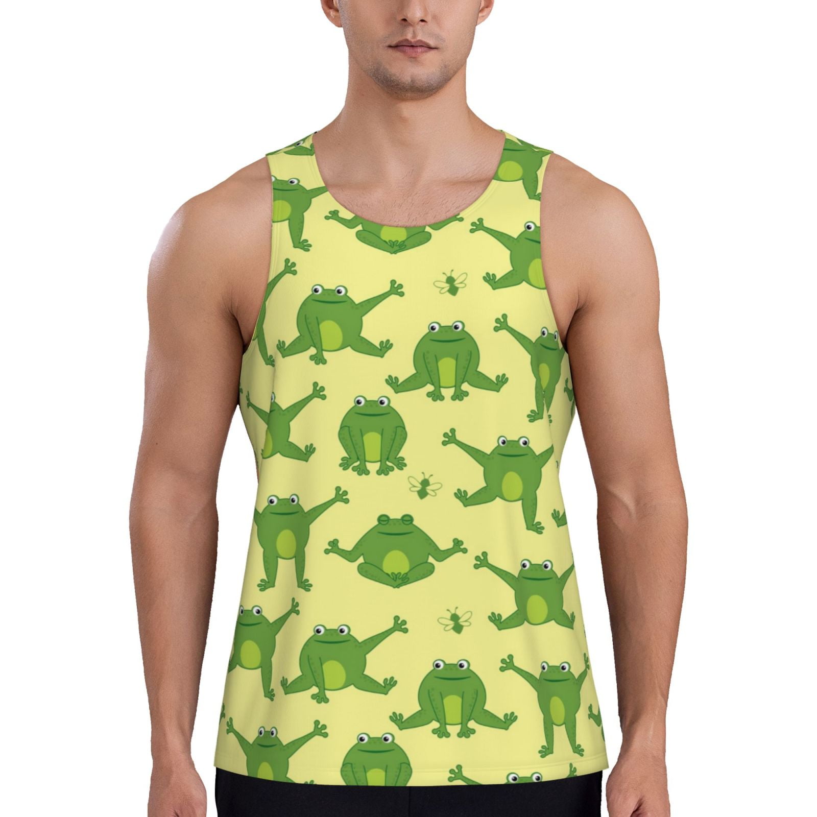 Adobk Funny Frogs Print Men's Workout Tank Tops Sleeveless Mesh Muscle ...