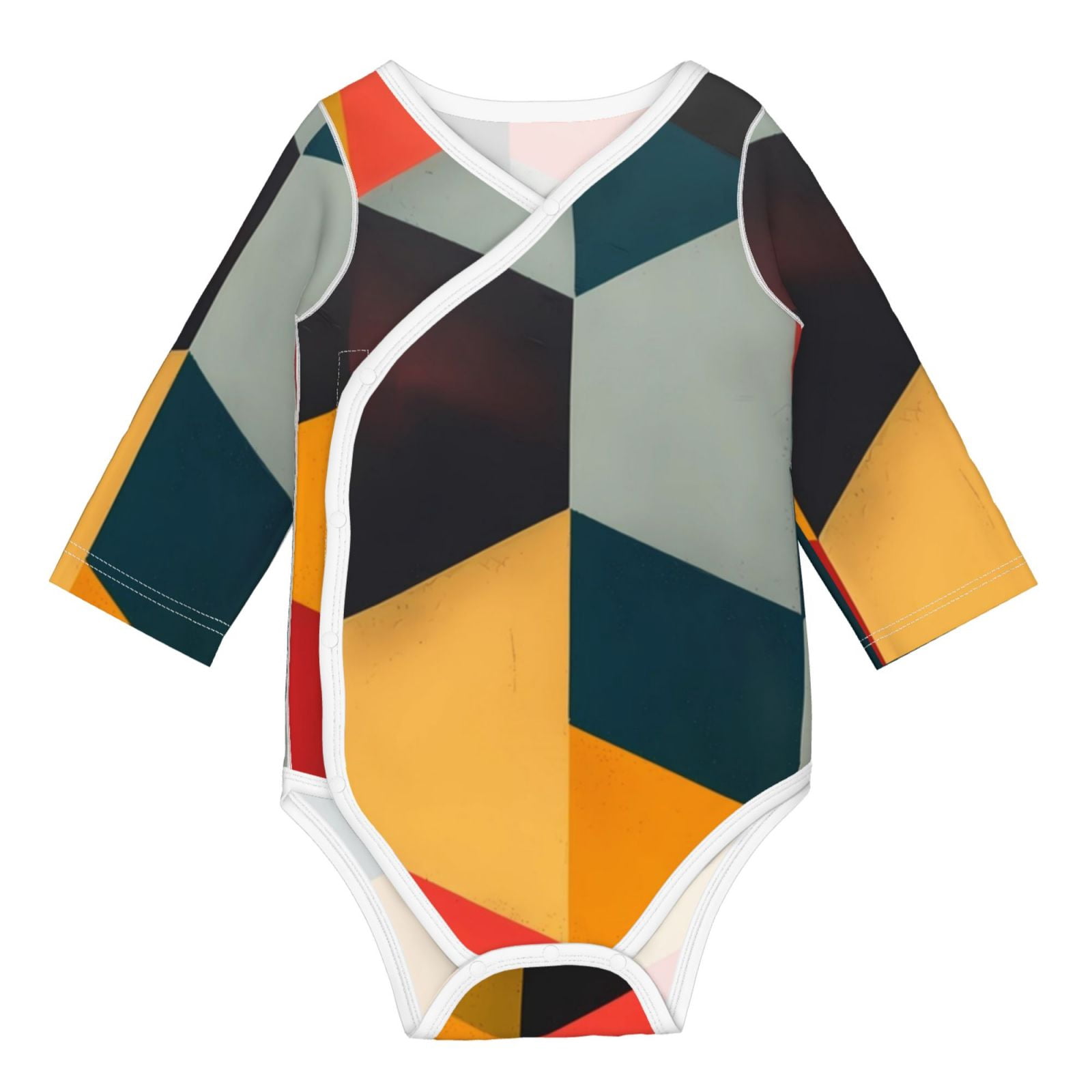 Adobk Geometric Cube Pattern Art Print Baby Long-Sleeve Bodysuit Baby ...