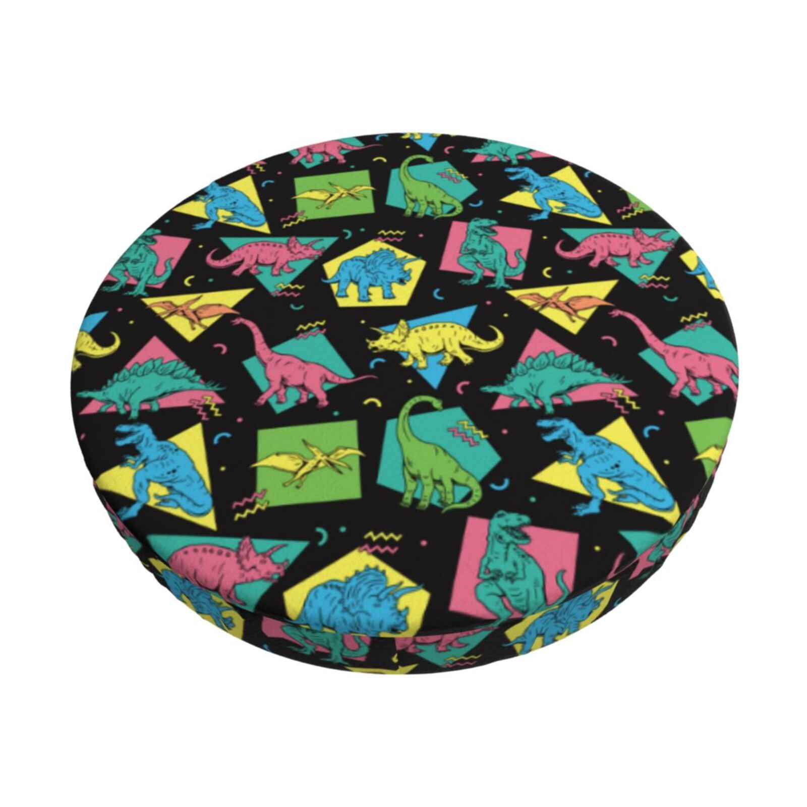 Adobk Geometric Dinosaur Round Bar Stool Covers Super Soft and