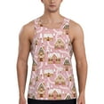 Adobk Gingerbread Houses Pink Wonderland Print Men's Workout Tank Tops