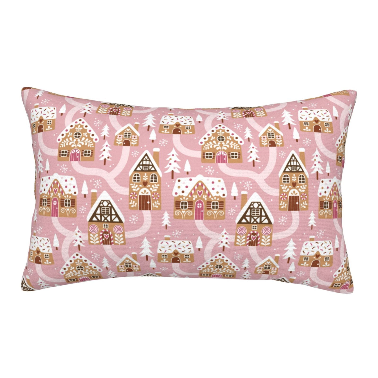 Adobk Gingerbread Houses Pink Wonderland Print Pillowcases Cotton Queen