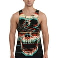Adobk Glitch Screaming Skull Print Men's Workout Tank Tops Sleeveless
