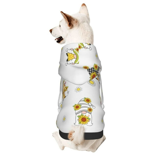 Adobk Gnome With Sunflower Print Dog Hoodie Dog Sweater Stylish Dog