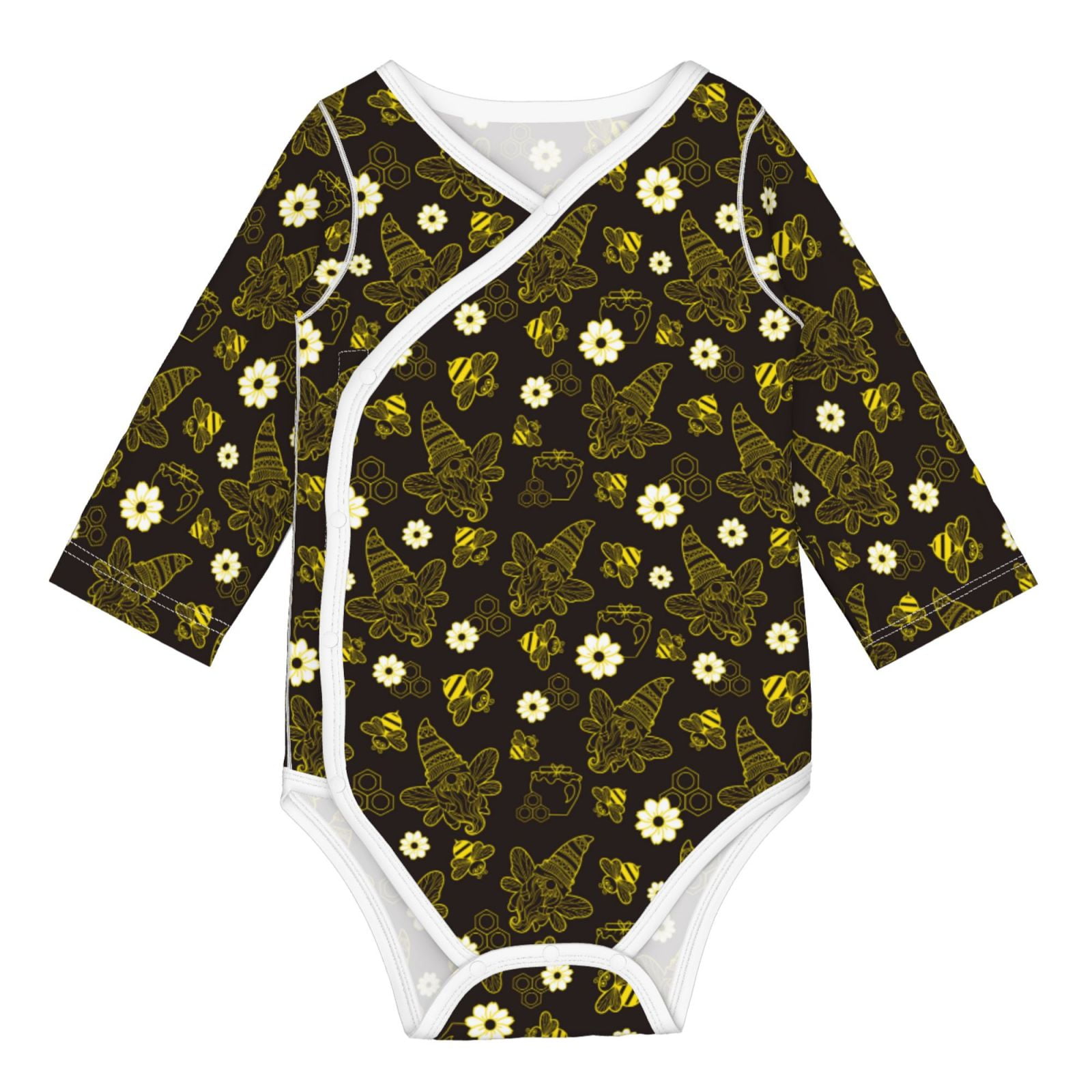 Adobk Gnomes With Honey And Bees Print Baby LongSleeve Bodysuit Baby