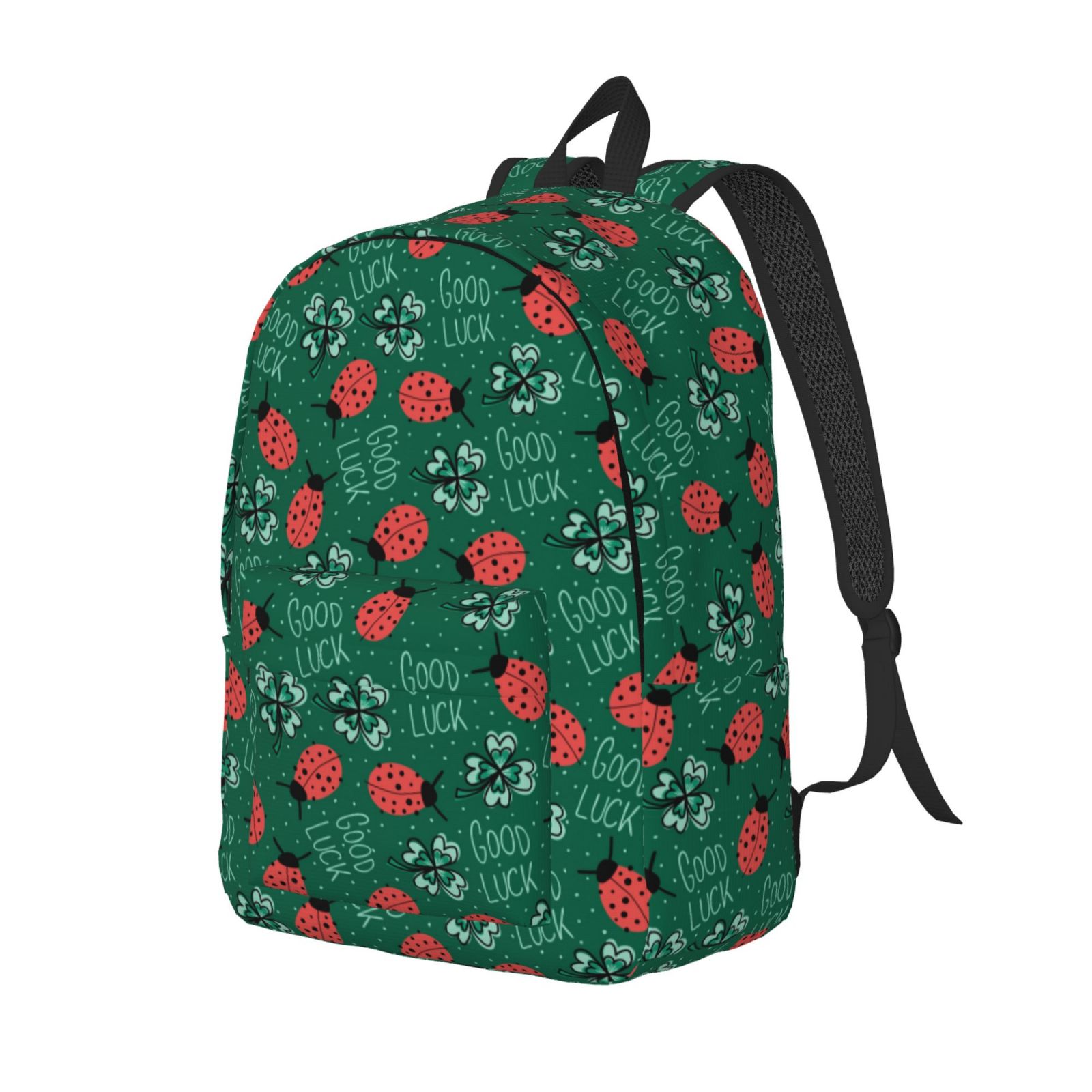 Adobk Good Luck Ladybug Print Canvas Backpack Lightweight Travel ...