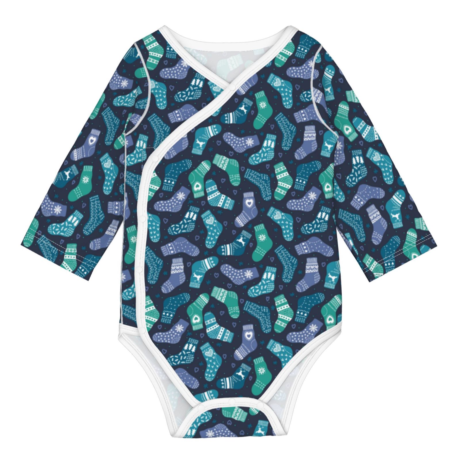 Adobk Green Christmas Print Socks Print Baby LongSleeve Bodysuit Baby