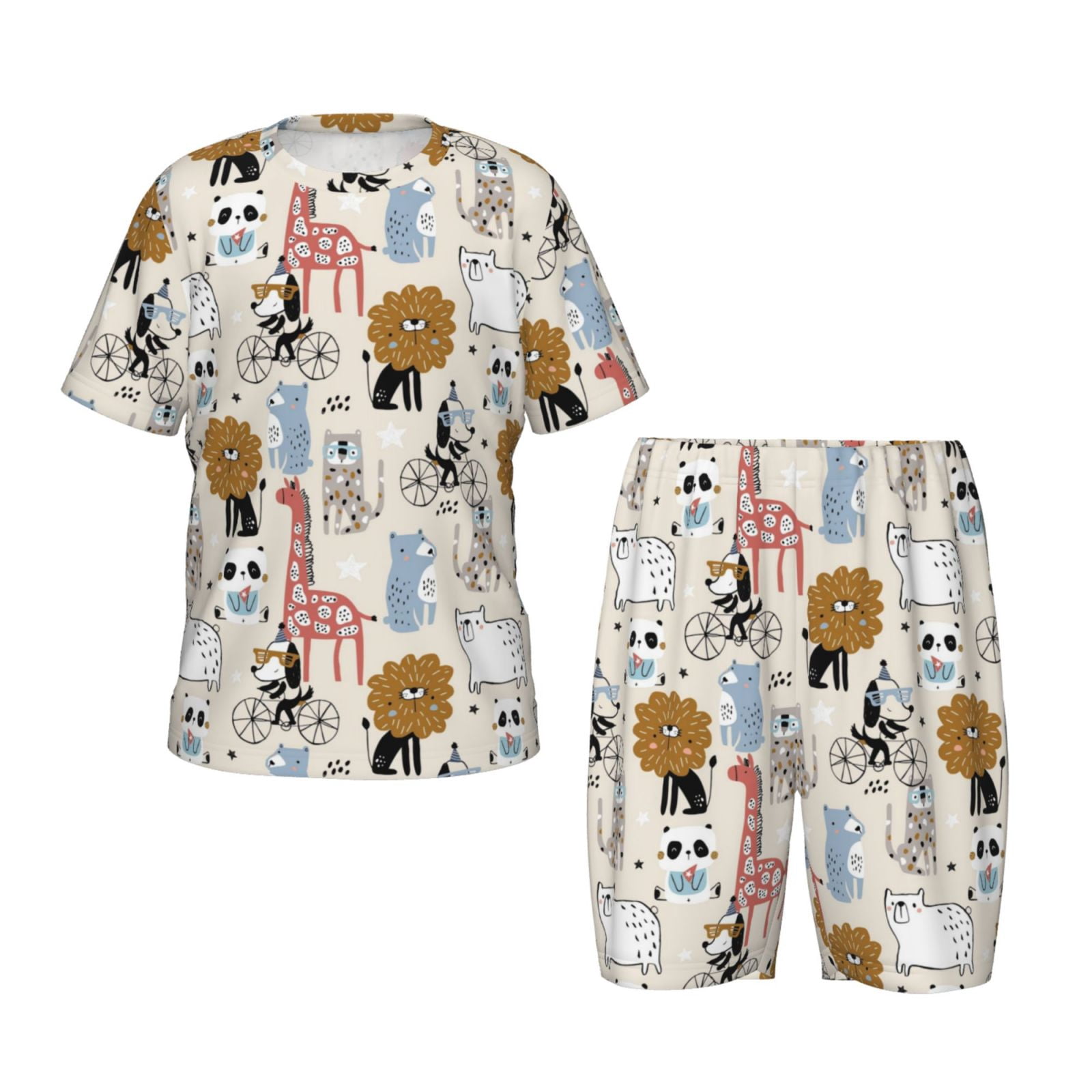 Adobk Hand Drawn Animals Print Pajamas Toddler 2 Piece Short Sleeve ...