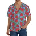 Adobk Hand Drawn Strawberry Print Men's Casual Button Down Shirt Summer