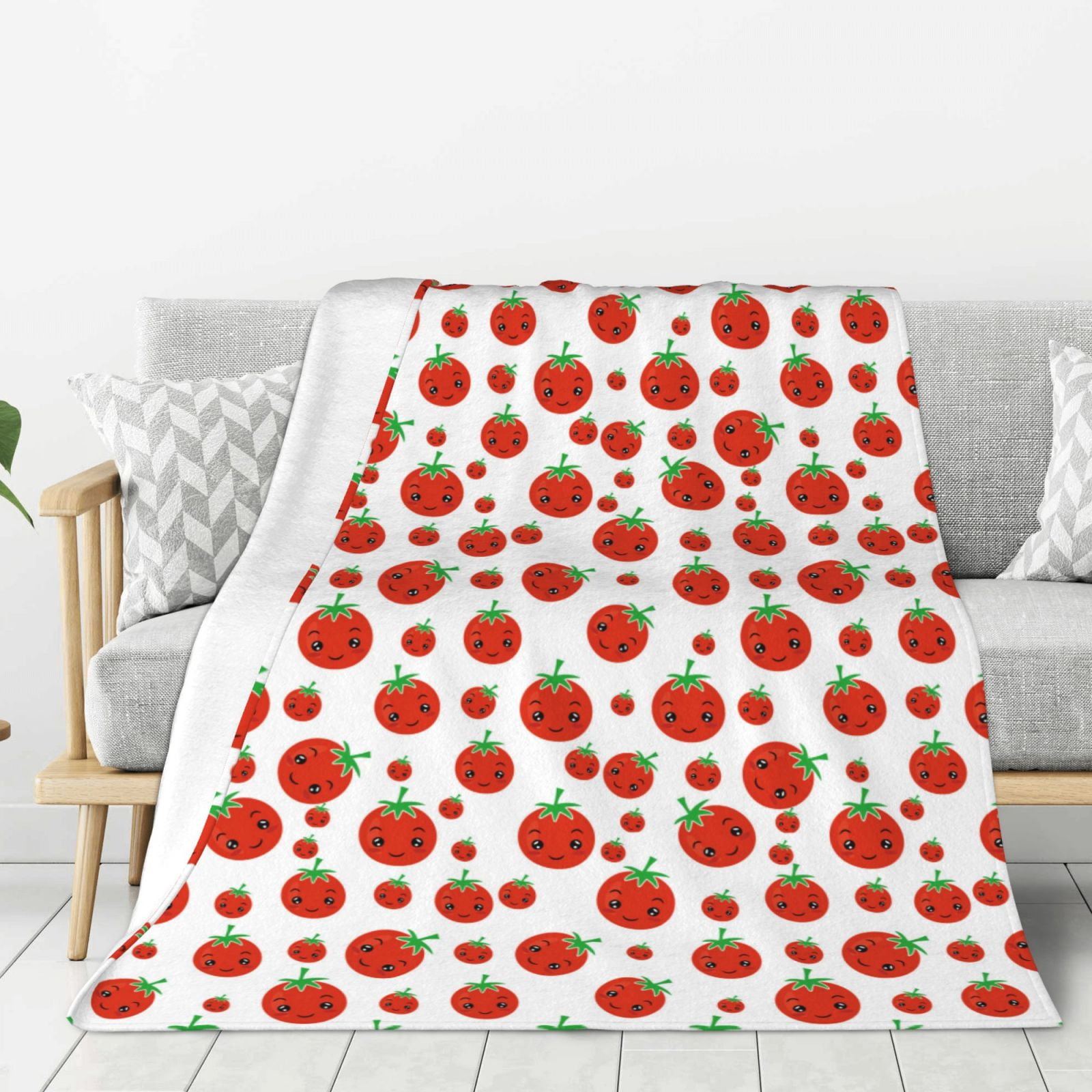 Adobk Hand Drawn Tomatoes Print Blanket Super Soft Flannel Throw